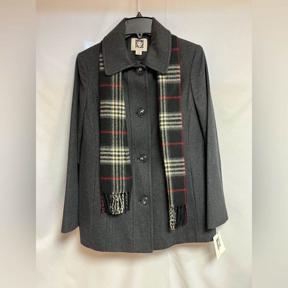 Woman's Anne Klein Charcoal Gray Wool Jacket NWT Size Large